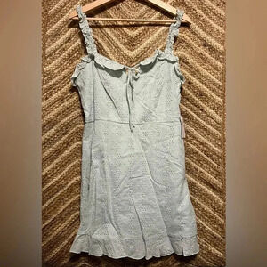 B.Smart Junior's Embroidered Eyelet Ruffle Hem Mini Dress,Tie Front,Size 13,NWT